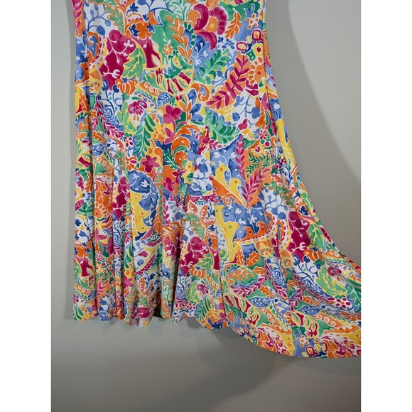 LAUREN Ralph Lauren Womens Paisley Midi Dress Sz M Colorful Preppy Resortwear - Picture 6 of 7